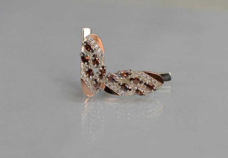 Срібна каблучка Sil з золотими пластинами 116s-2 Коричневий (Sil-1252)