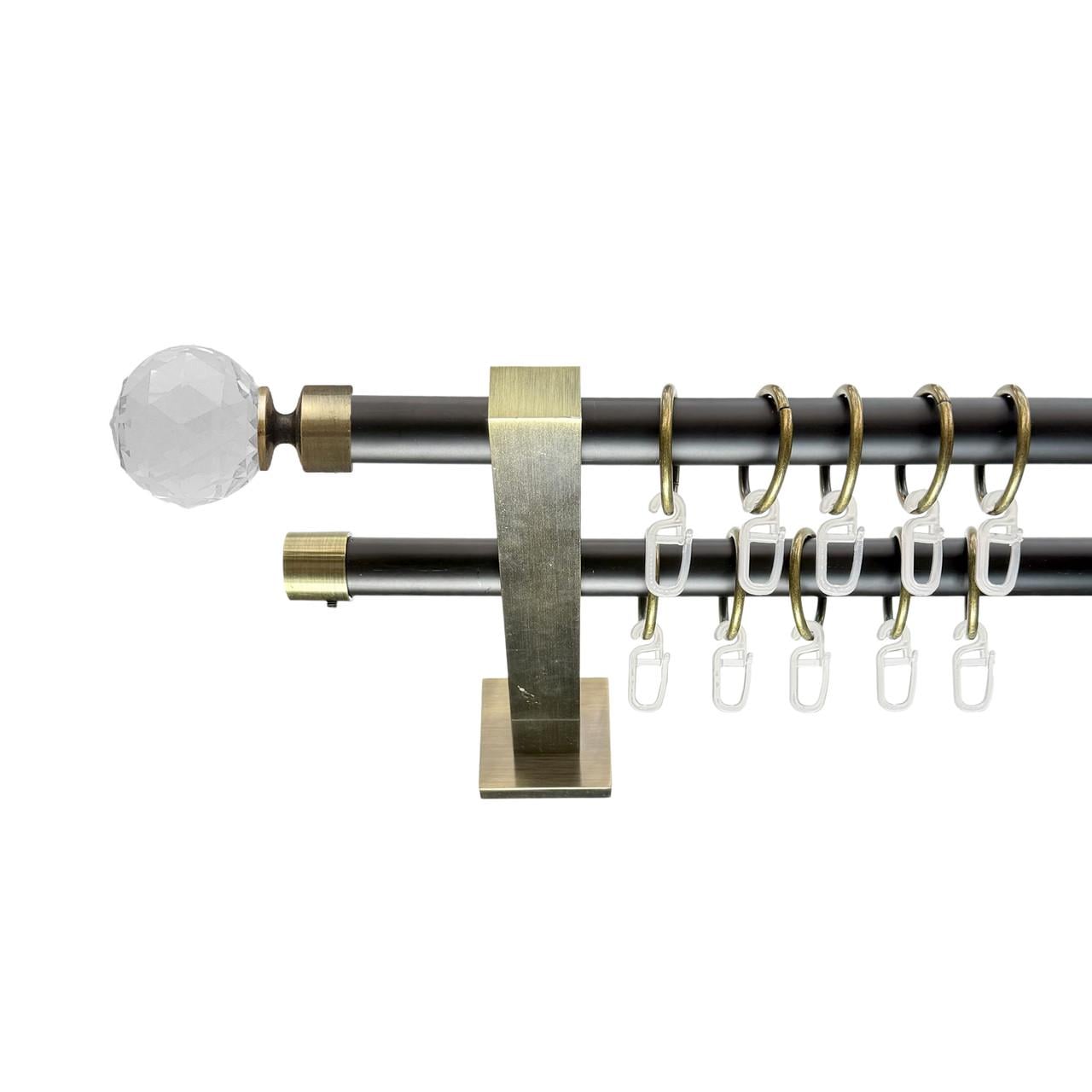 Карниз для штор Orvit Кристалл двухрядный 19/19 мм техно 160 см Черный/Антик (000-8160)