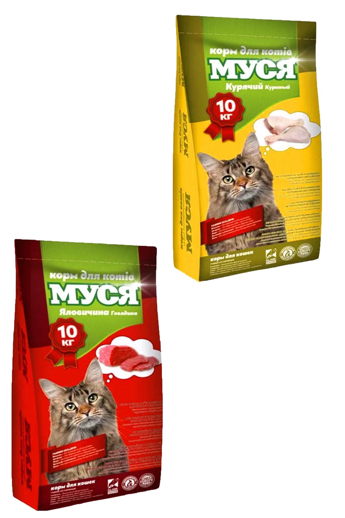 Корм сухий для котів Муся зі смаком курки та яловичини 2 шт. 10 кг (340778326)