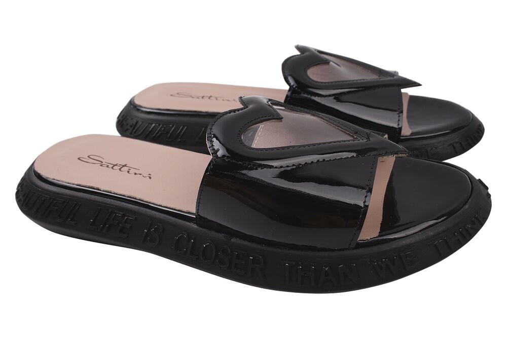 Шльопанці жіночі Sattini з лакової шкіри на платформі р. 40 Чорний (133-20LSHC)