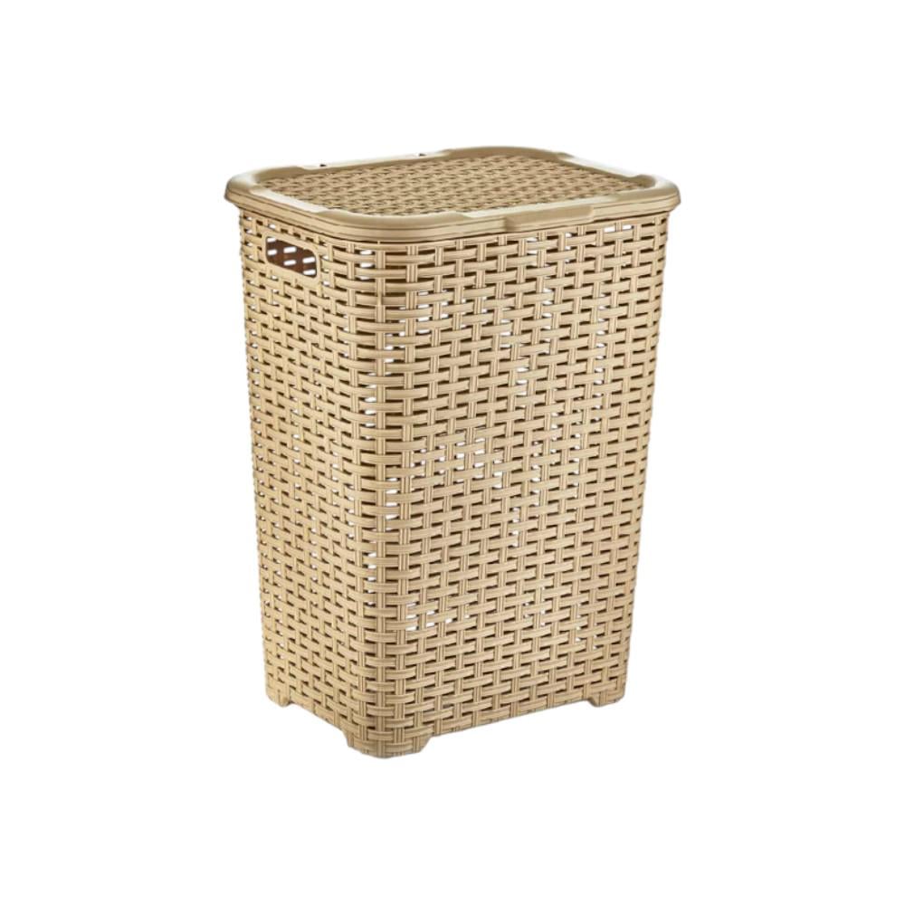 Кошик для білизни Dunya Plastik ротанг з кришкою 60 л (05004)
