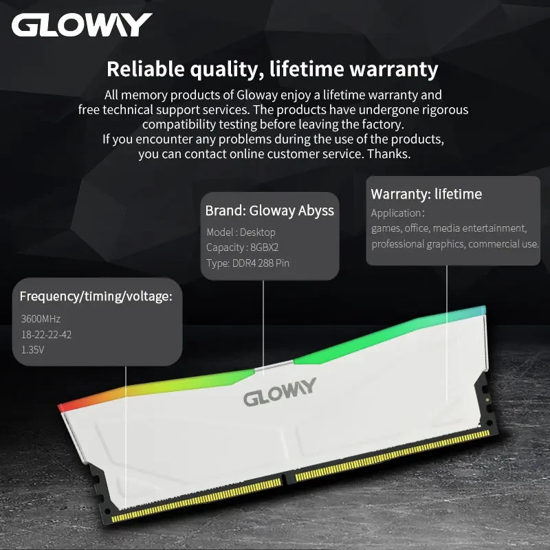 Карта Оперативної памяті Gloway 32 Gb 2x16GB DDR4 3200 MHz RGB - фото 9 Карта Оперативної памяті Gloway 32 Gb 2x16GB DDR4 3200 MHz RGB - фото 9