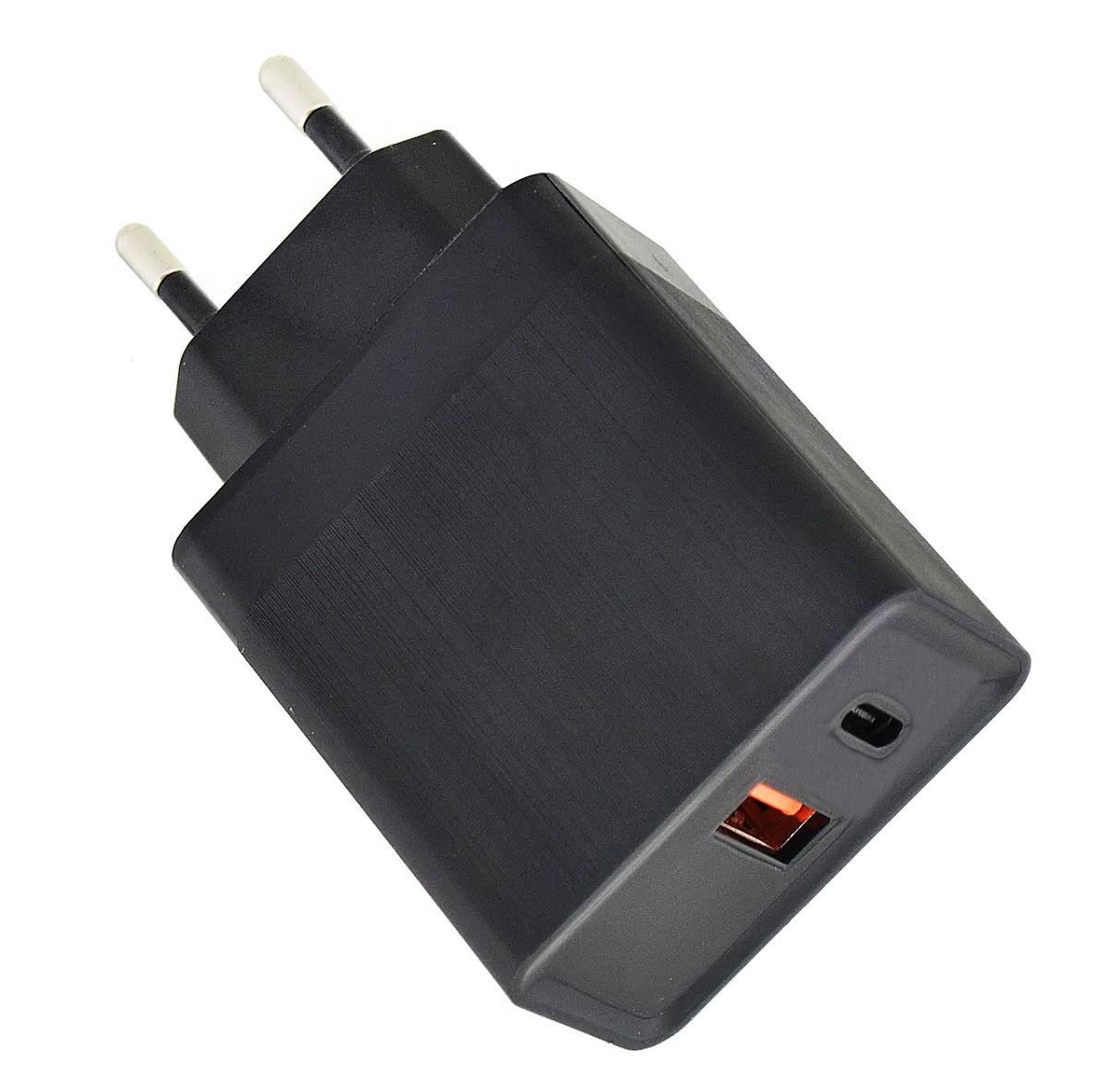 Зарядний пристрій 7614 240V USB-A USB Type-C 5V/3A Чорний (P76143B) - фото 2