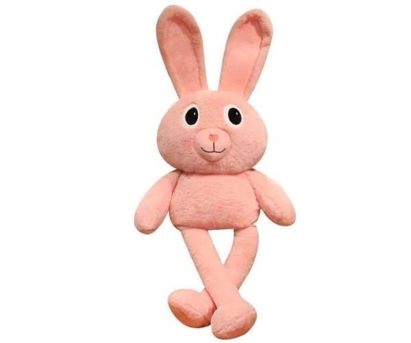 М'яка іграшка подушка Заєць-Тянучка рухомі вушка 80 см Рожевий (ftlx-1032)
