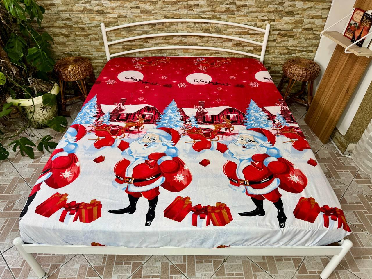 Простынь на резинке Новогодняя из сатина 180х200 см (S-NY-3/WP/x180)