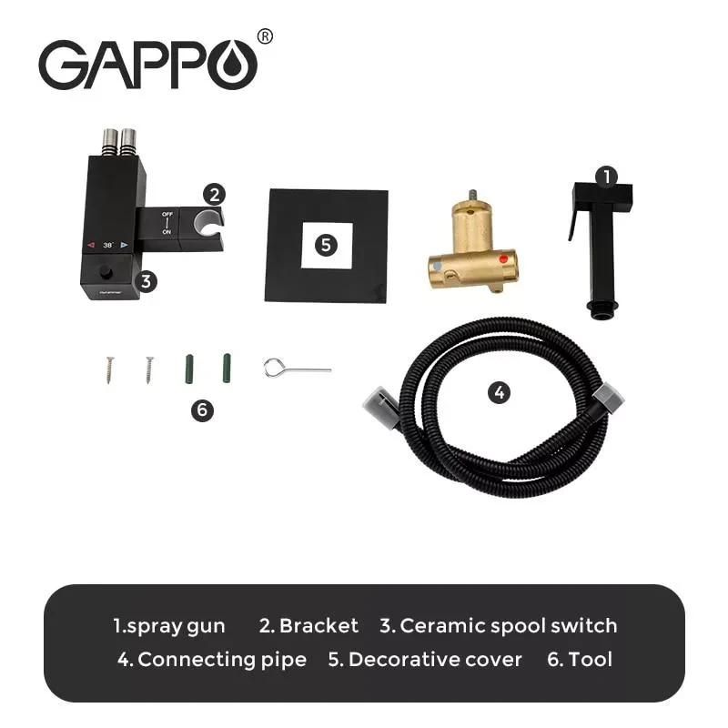 Гигиенический душ Gappo G7207-60 с термостатом Черный (G7207-60) - фото 6 Гигиенический душ Gappo G7207-60 с термостатом Черный (G7207-60) - фото 6