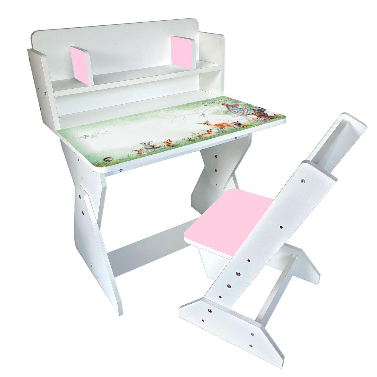 Парта со стульчиком Holy Wood П01 регулируемая с рисунком Зверята (18137269)