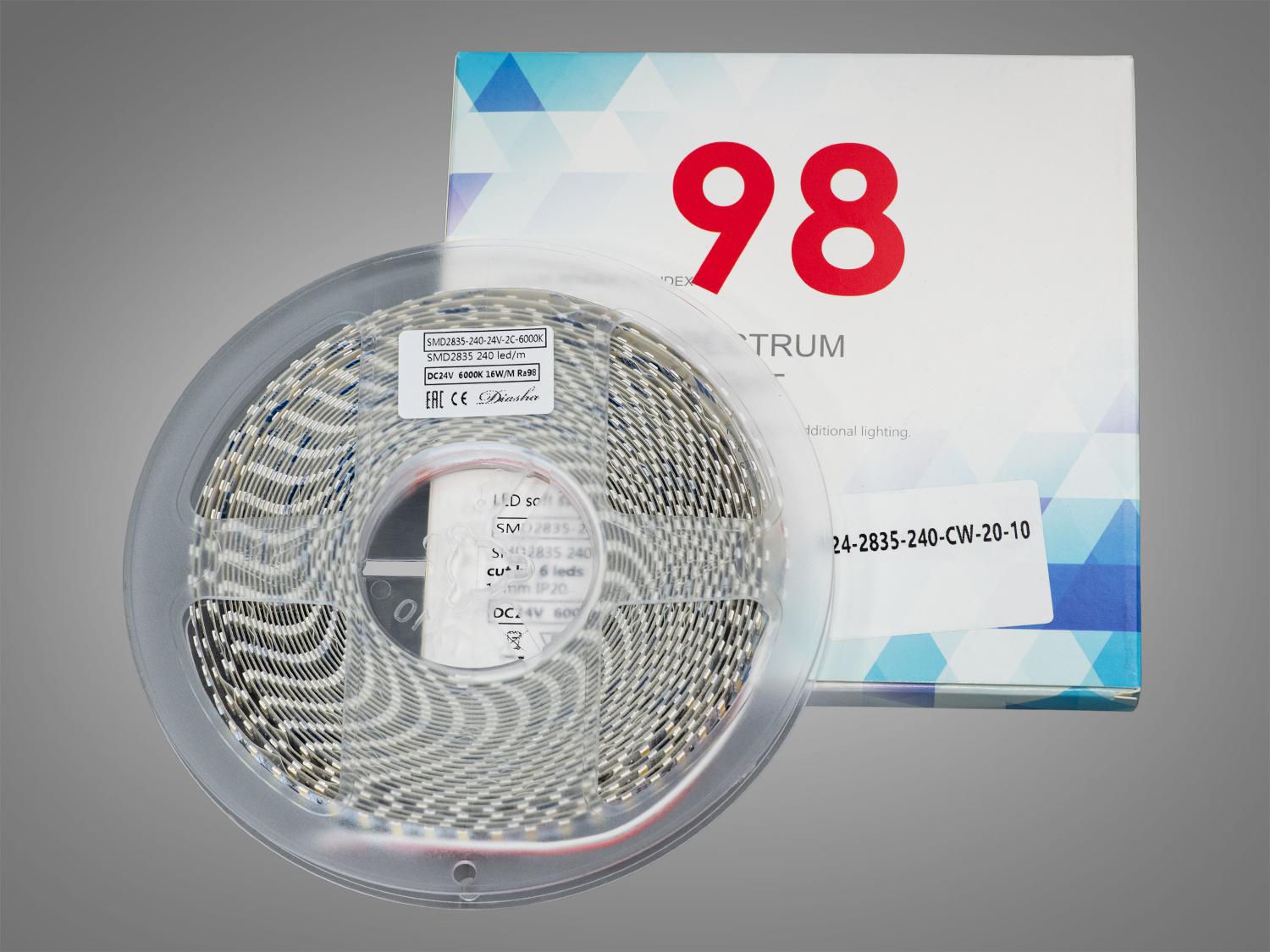 Світлодіодна стрічка 24 В 240 діодів на метр 10 мм Холодний білий (P24-2835-240-CW-20-10) - фото 2 Світлодіодна стрічка 24 В 240 діодів на метр 10 мм Холодний білий (P24-2835-240-CW-20-10) - фото 2