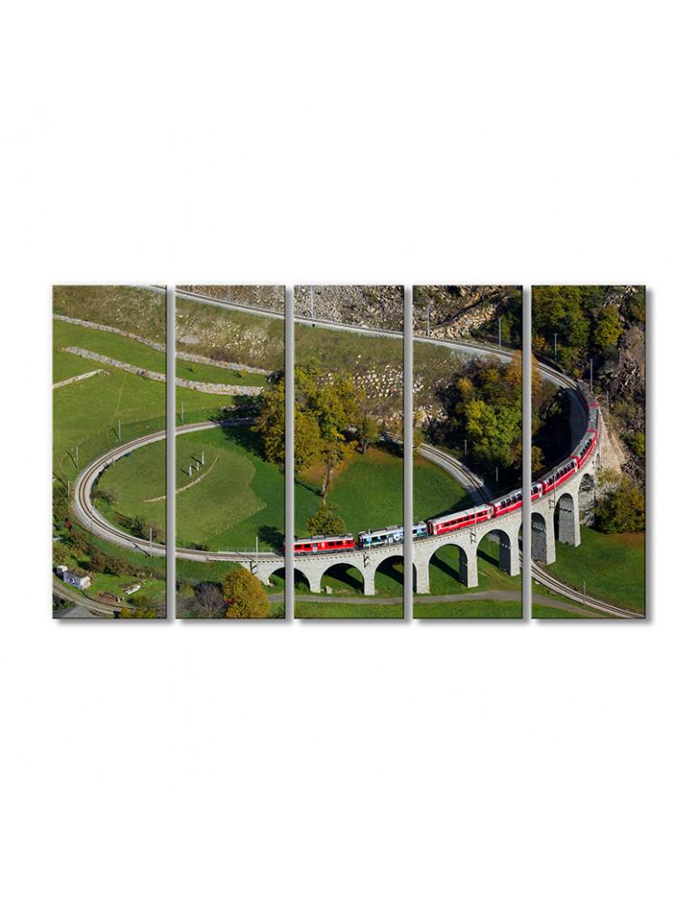 Картина модульная Спиральный виадук в Брусио мост 5 модулей 80x120 см