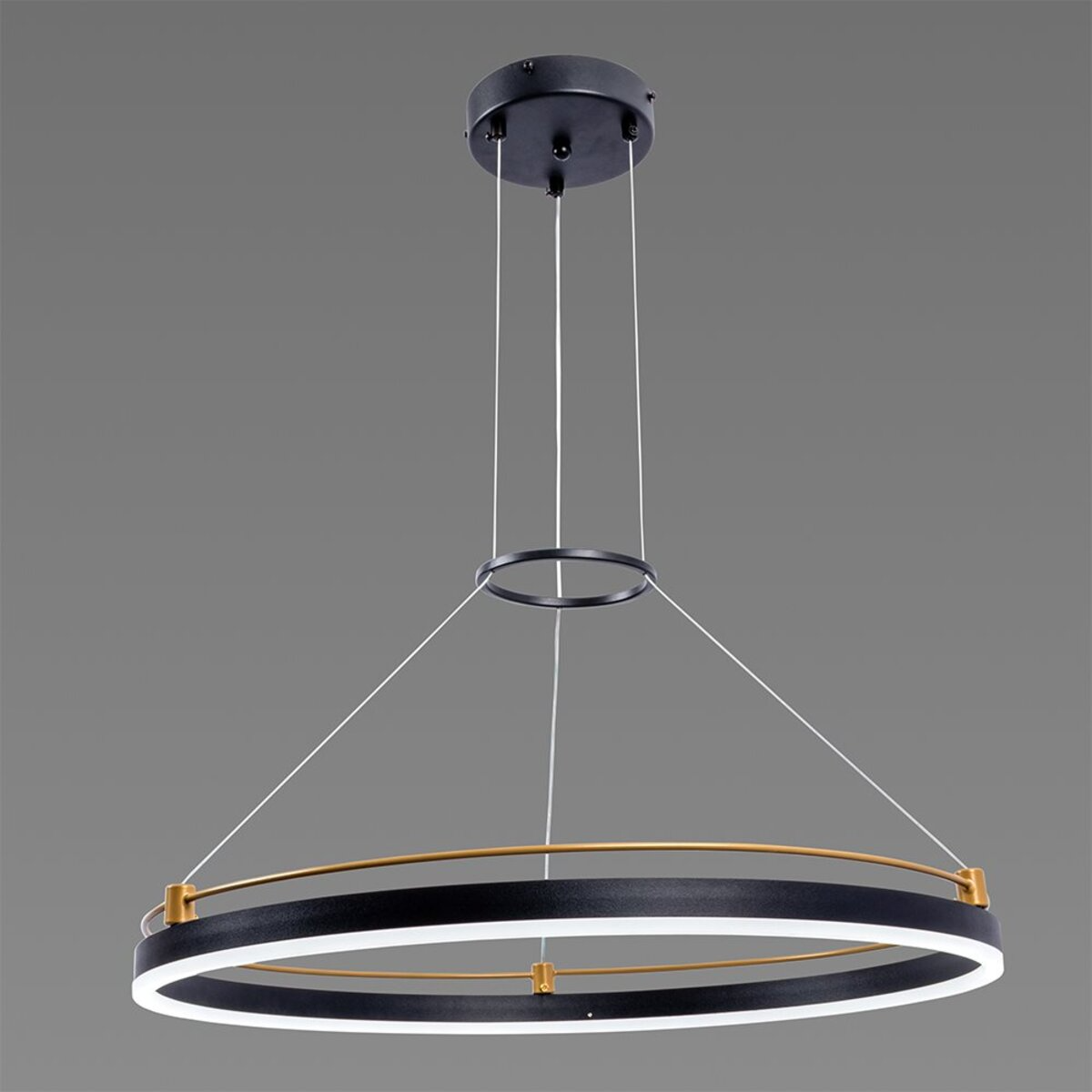 Люстра светодиодная Sirius с акриловым рассеивателем 3000K/4500K/6000K с пультом 76W Черный/Золотой (CH8017 BK+GD)