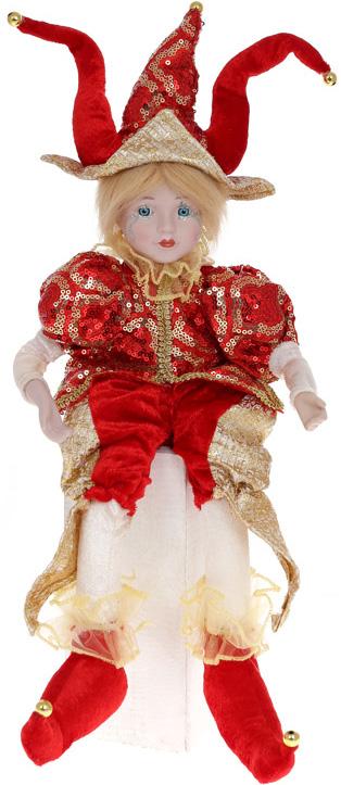 Фигура Арлекин 43 см музыкальная с функцией движения Красный/Золото (BD-NY14-714)