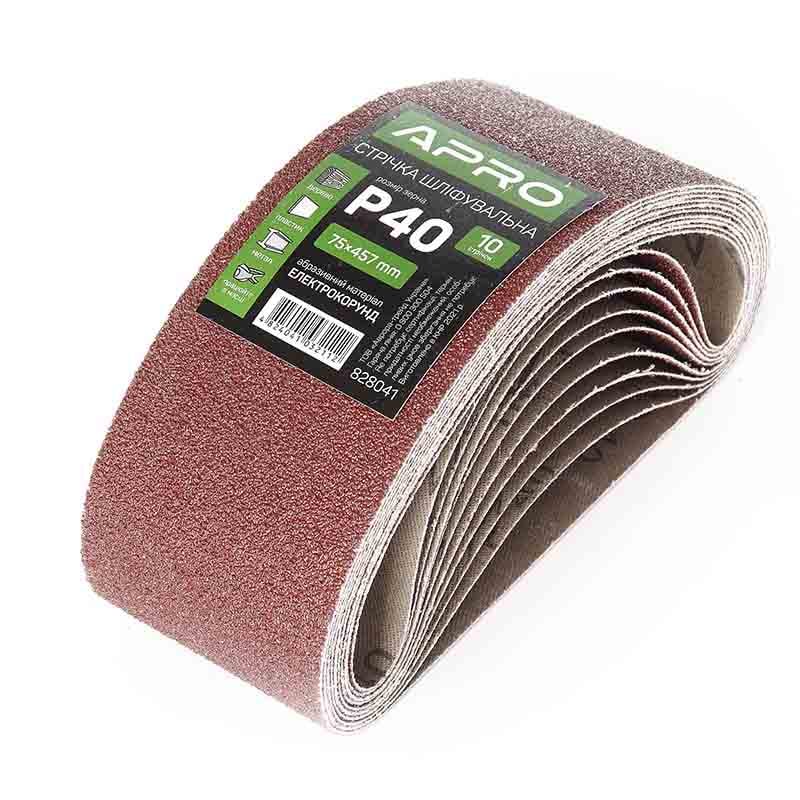 Стрічка шліфувальна нескінченна Apro P40 75x457 мм 10 шт. (18665527) - фото 1 Стрічка шліфувальна нескінченна Apro P40 75x457 мм 10 шт. (18665527) - фото 1