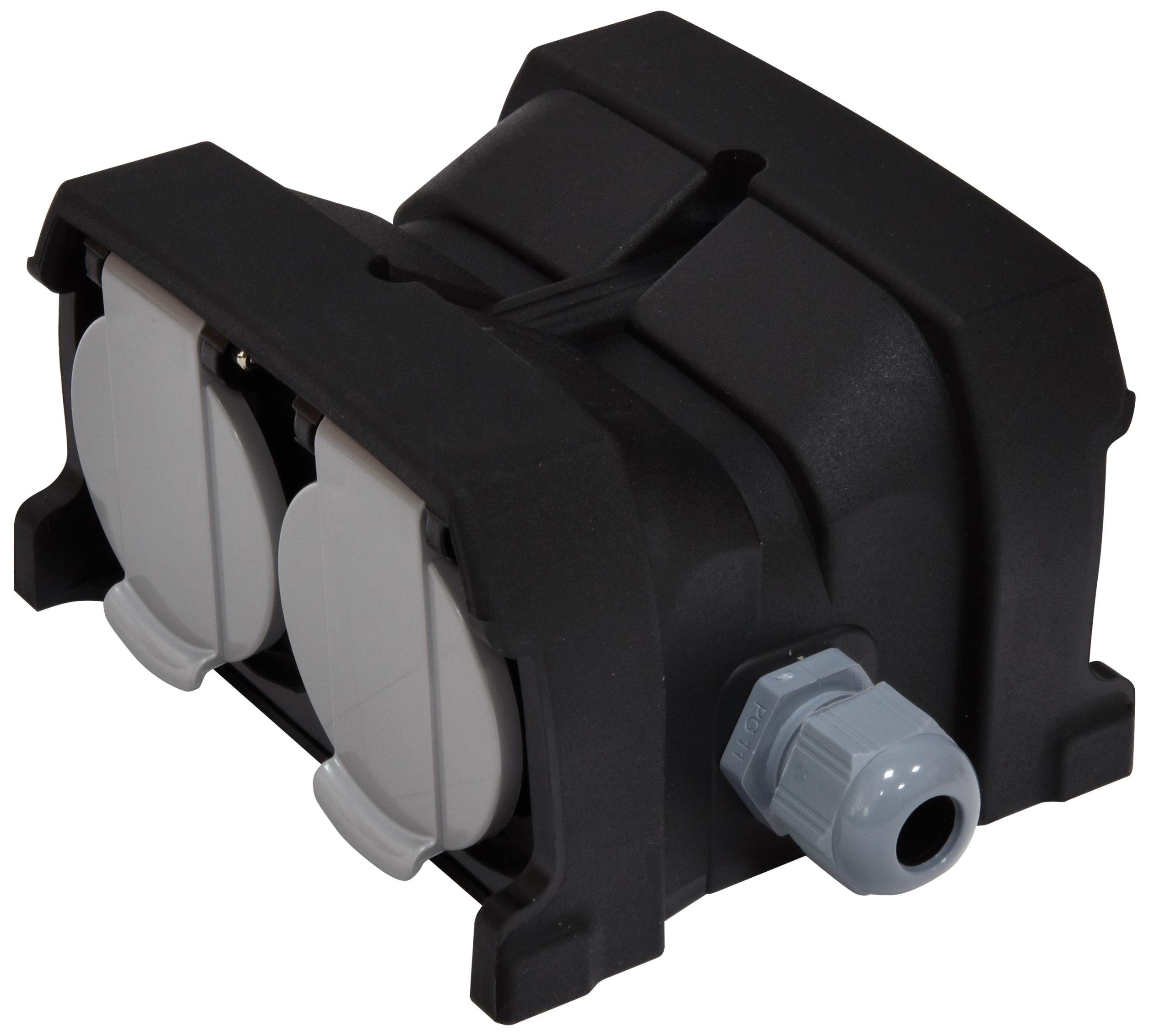 Розетка кабельна ETI ERS-4CM четверна із заземленням каучук із кришкою IP44 Чорний (4481015)