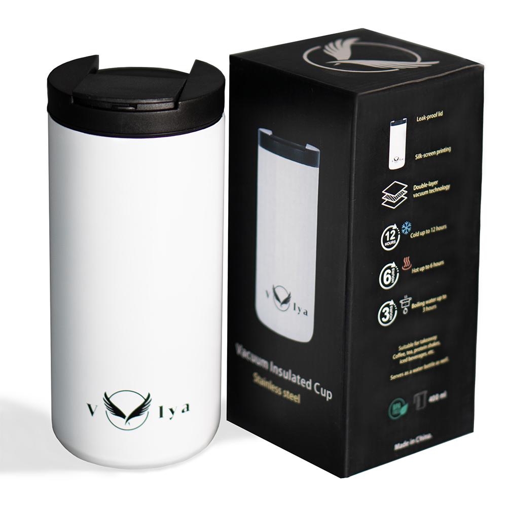 Термостакан vOlya 400 мл Белый глянцевый/Нержавеющая сталь