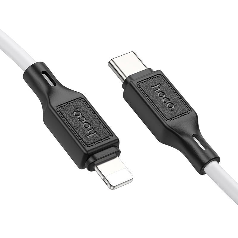 Кабель Hoco X90 Type-C to Lightning cool Silicone PD Charging Data cable 1 м 20W 3A White (11315066) - фото 5