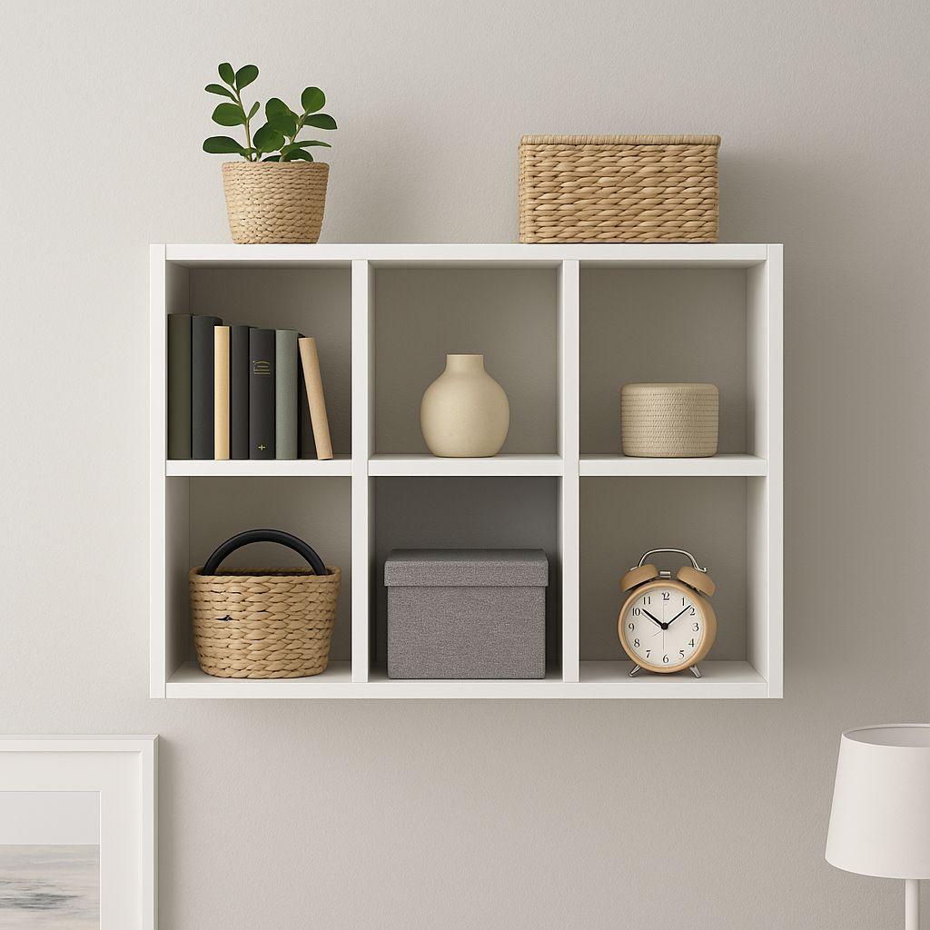 Стелаж настінно-підлоговий модульний MEBLIBUD KUB 3x2 секції Білий - фото 3 Стелаж настінно-підлоговий модульний MEBLIBUD KUB 3x2 секції Білий - фото 3