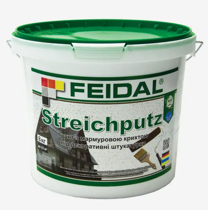 Грунт с мраморной крошкой Feidal Streichputz под декоративную штукатурку 8 кг - фото 1 Грунт с мраморной крошкой Feidal Streichputz под декоративную штукатурку 8 кг - фото 1