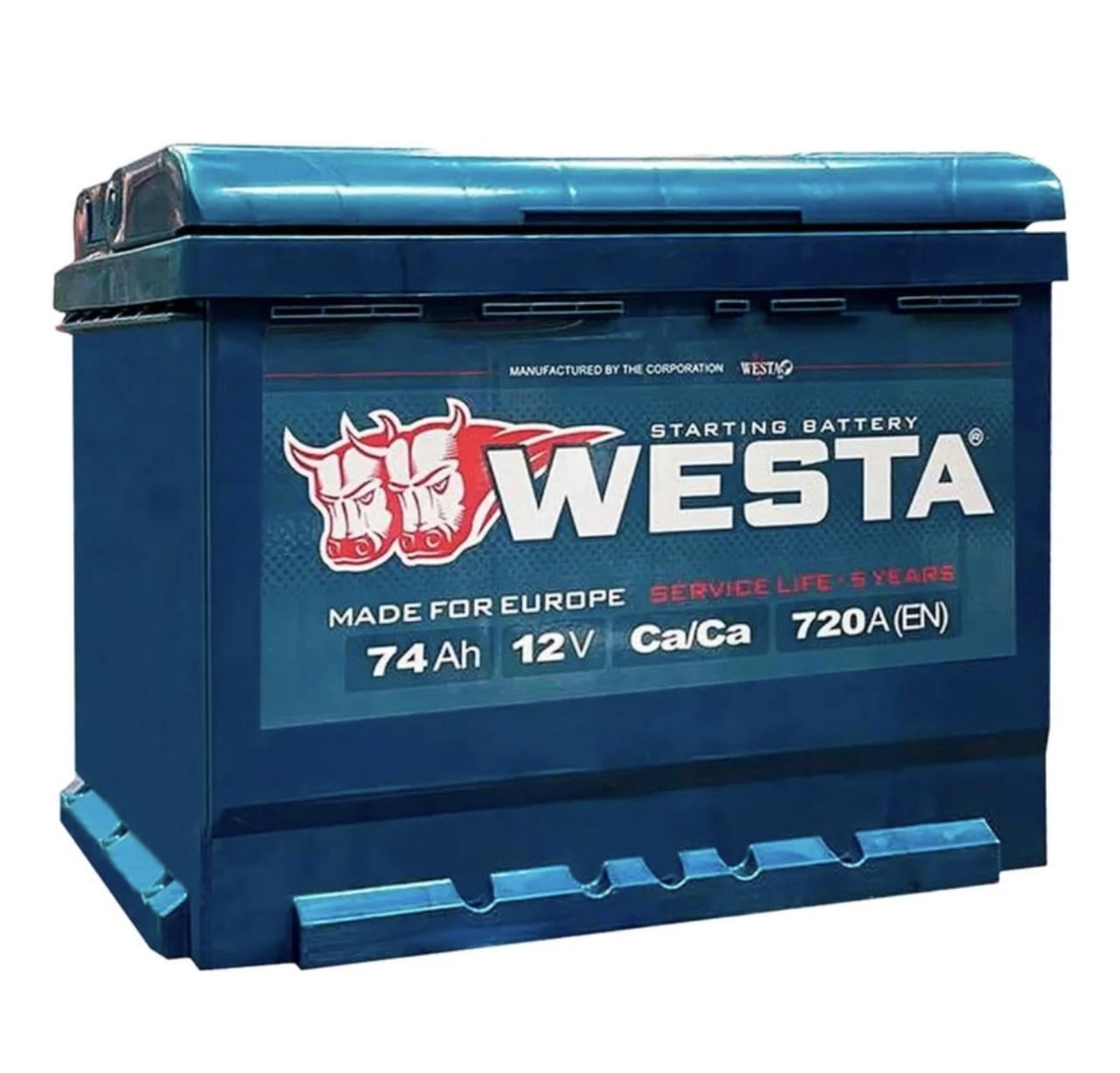 Аккумулятор автомобильный Westa 74 Ah/720 A Premium R(0) +/- 276x175x190 мм (WPR740)