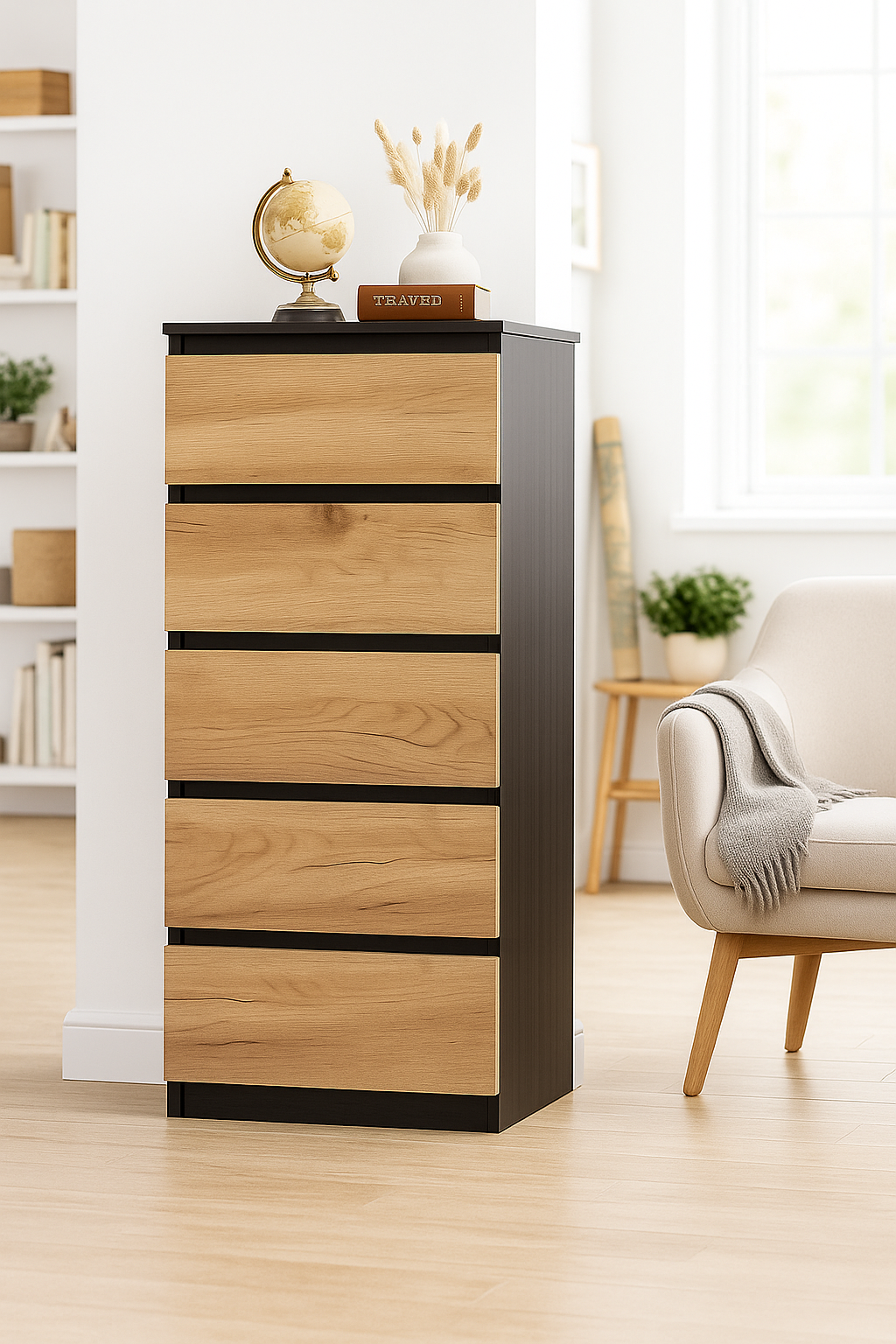 Комод для одежды Мастер Форм Брайт 500х376х1170 мм Венге магия/Дуб крафт золотой (20169)