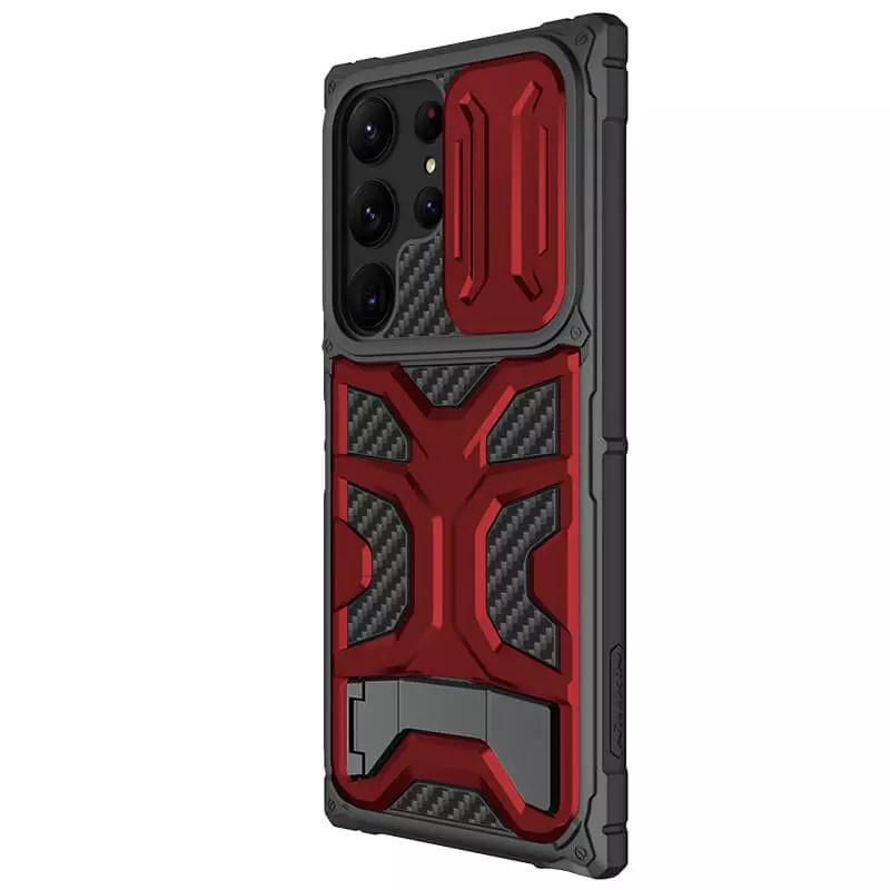 Противоударный TPU+PC чехол Nillkin CamShield Adventurer Pro (шторка на камеру) для Samsung Galaxy S23 Ultra Maga Red
