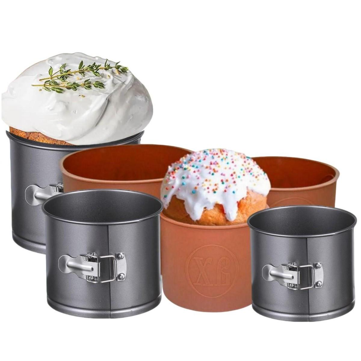 Набор металлических форм для выпечки кулича A-PLUS с силиконовыми формами 3 шт. - фото 4 Набор металлических форм для выпечки кулича A-PLUS с силиконовыми формами 3 шт. - фото 4