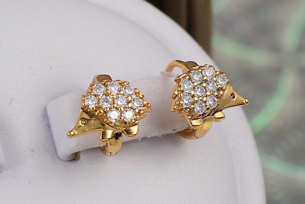 Серьги детские Xuping Jewelry Ежики 10 мм Золотистый