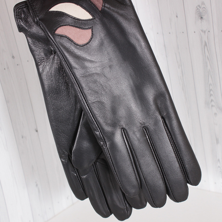Рукавички жіночі шкіряні L3515-1 з пелюстками XXL/8,5"/21 см Чорний (2807150158) - фото 3 Рукавички жіночі шкіряні L3515-1 з пелюстками XXL/8,5"/21 см Чорний (2807150158) - фото 3