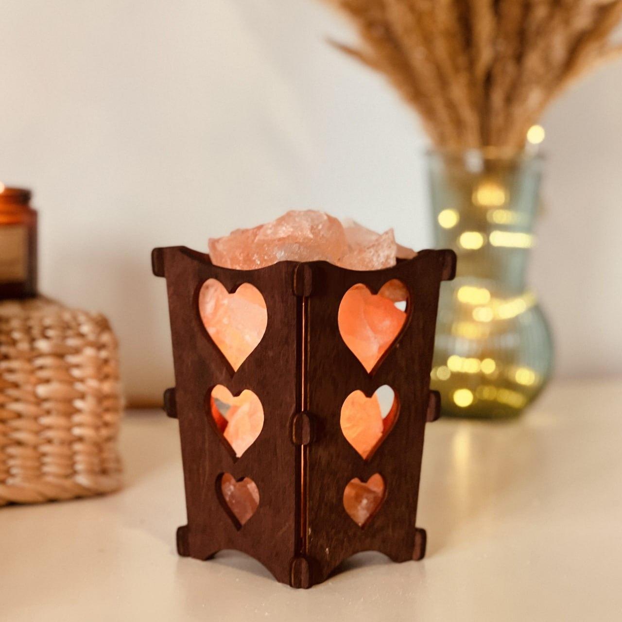 Соляная лампа Сердца из гималайской соли 1 кг (Д-bahmut-001/13)