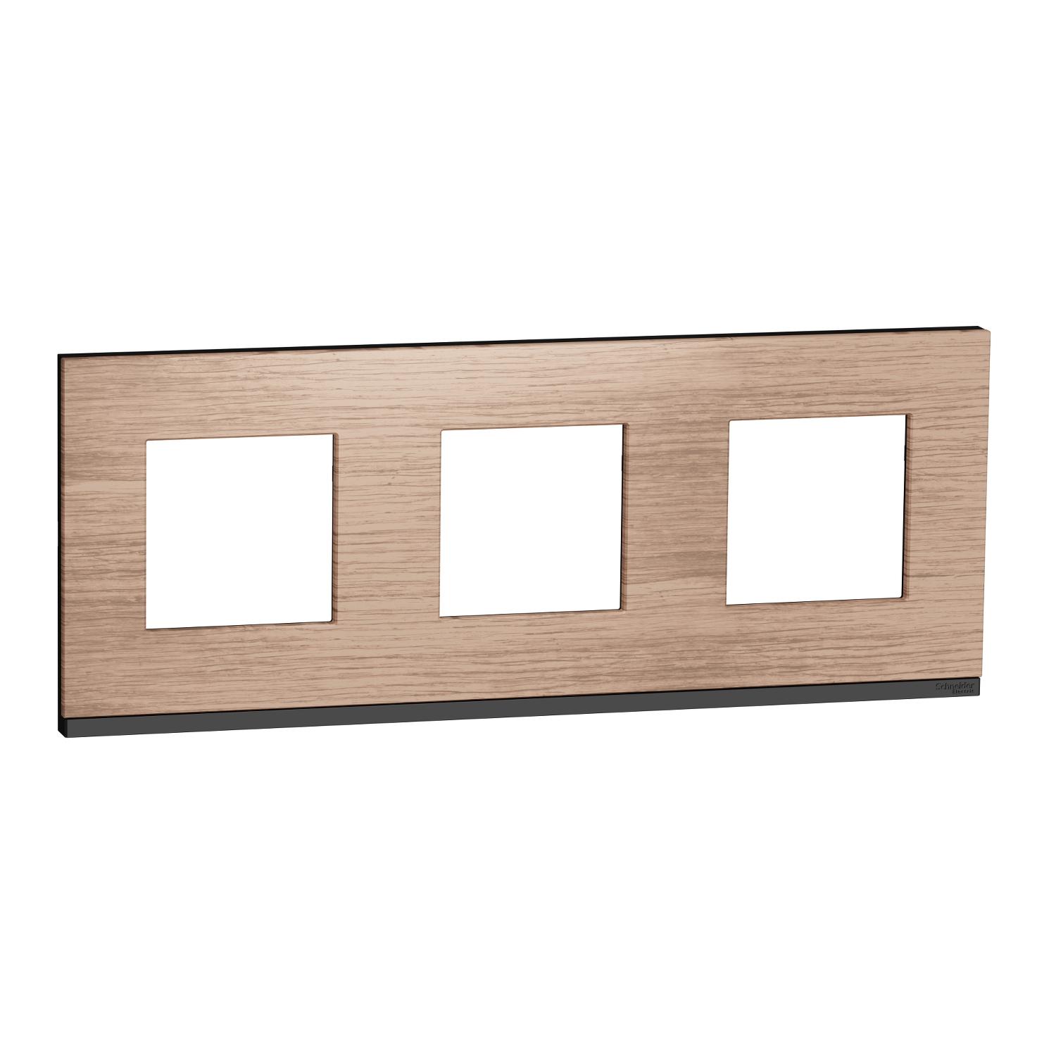 Рамка Schneider Electric 3-постовый горизонтальный PC Unica Дуб/Антрацитовый (NU600684)