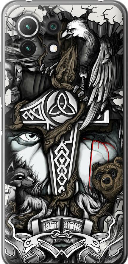 Чехол на Xiaomi Mi 11 Lite Тату Викинг (4098u-2281-42517)