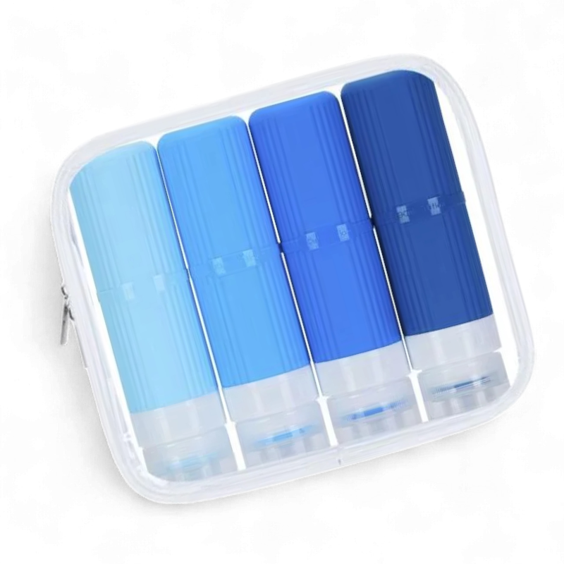 Набор флаконов для косметики Univerza силиконовый 4 шт. по 90 мл в косметичке Голубой - фото 1 Набор флаконов для косметики Univerza силиконовый 4 шт. по 90 мл в косметичке Голубой - фото 1