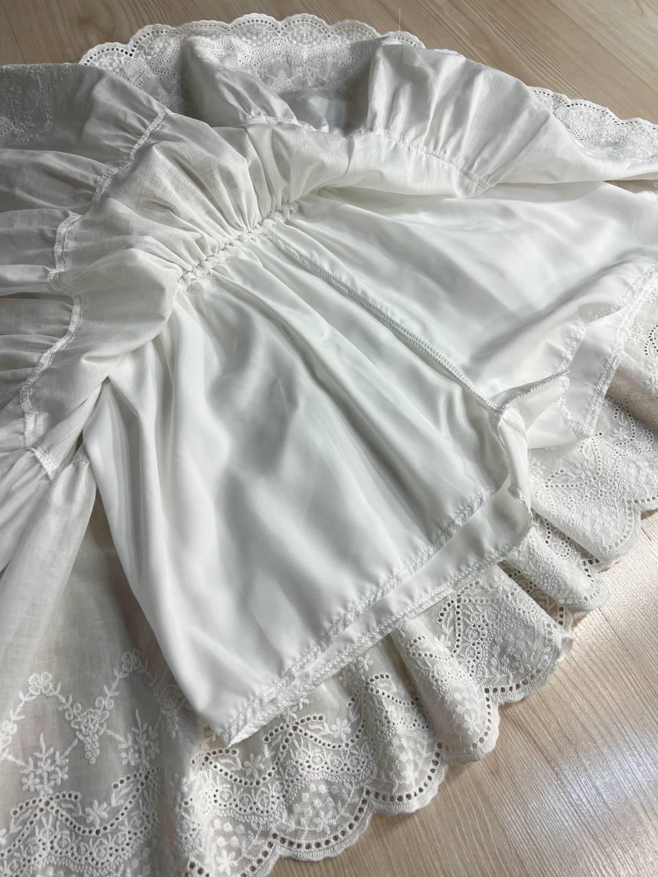 Юбка женская A-N 26070 короткая хлопковая с шортами оборки кружево резинка на талии шнурок S Белый (3989) - фото 6 Юбка женская A-N 26070 короткая хлопковая с шортами оборки кружево резинка на талии шнурок S Белый (3989) - фото 6