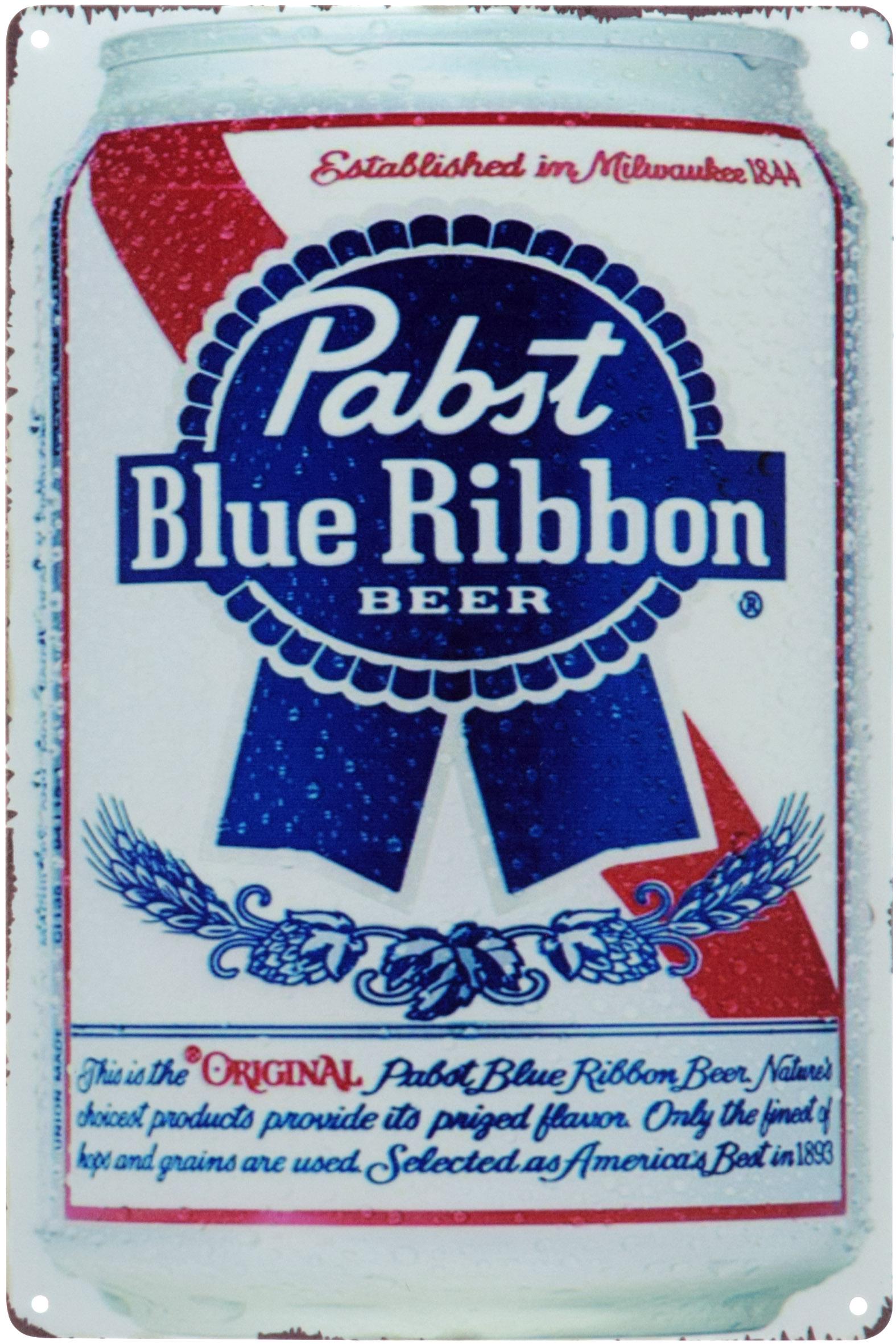 Табличка металлическая Pabst Blue Ribbon Beer Жестяная Банка 20x30 см