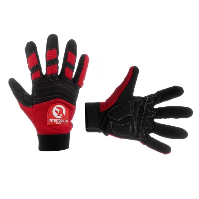 Рукавичка Microfiber Intertool зі вставками спандексу і неопрену потовщене неопренове покриття долоні еластичний манжет на липучці 9" (SP-0143)