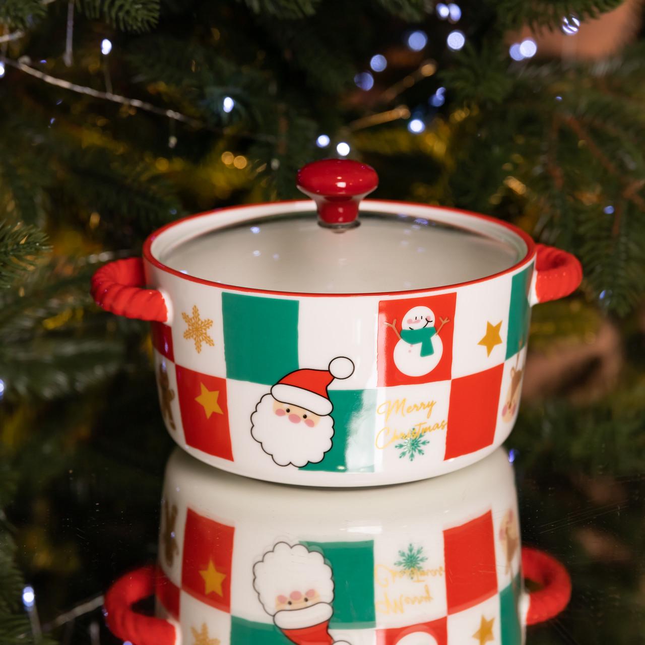 Супниця порцелянова Christmas новорічна з кришкою 800 мл (FM-CS-9C)