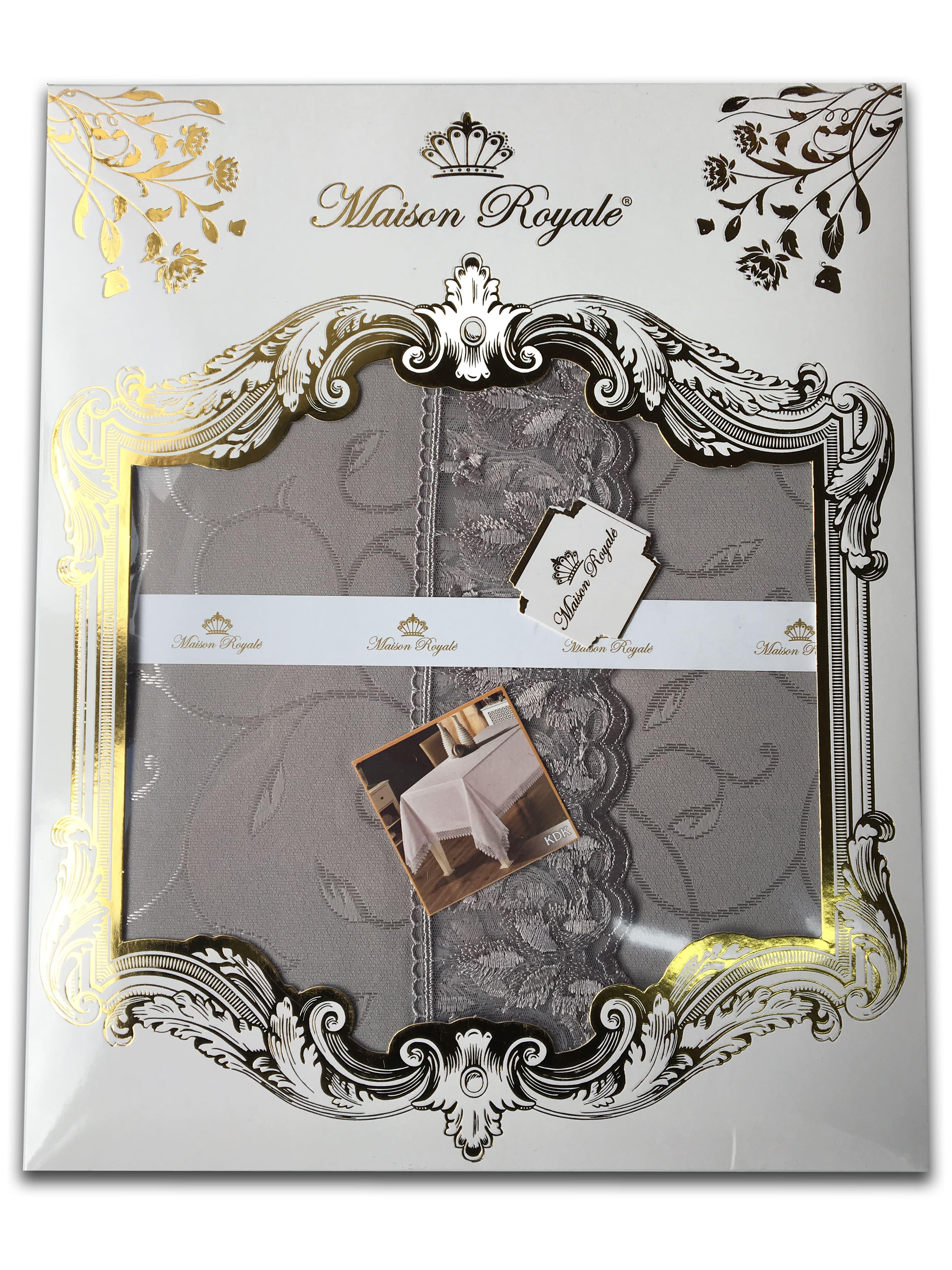 Скатерть с кружевом Maison Royale 160x350 KDK Grey (01MR01P160350K05)