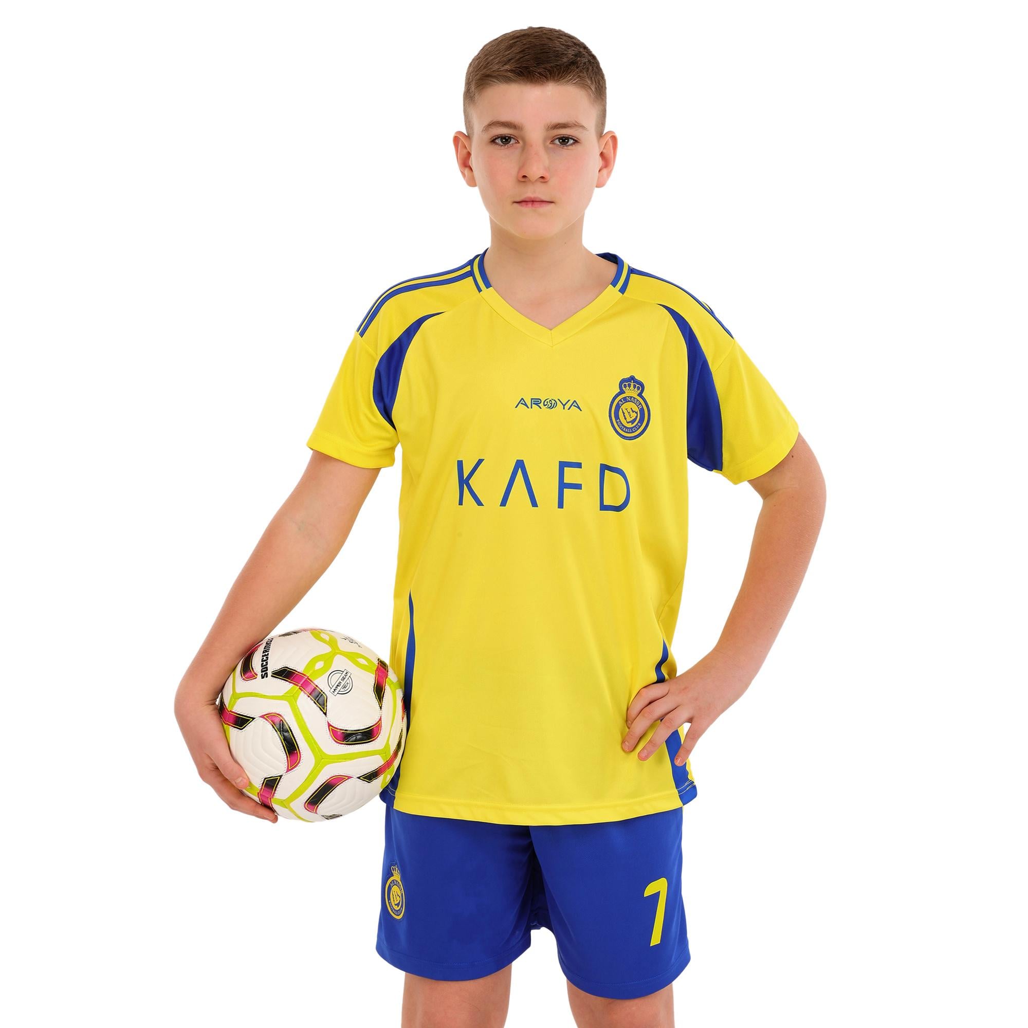 Форма футбольная детская с символикой футбольного клуба AL NASSR домашняя 2025 SP-Sport RONALDO №7 р. 22 Желтый/Синий (CO-4655_Желтый-синий_22,_рост)