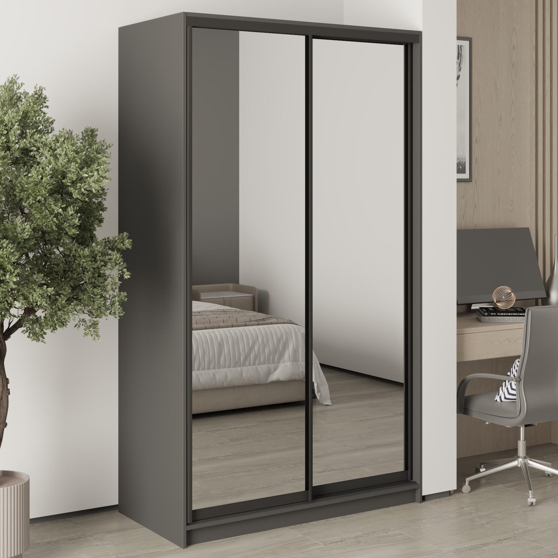 Шкаф-купе двухдверный MebelStar Уни BG 2 зеркала 120x60x210 см Антрацит (MBS-11416)