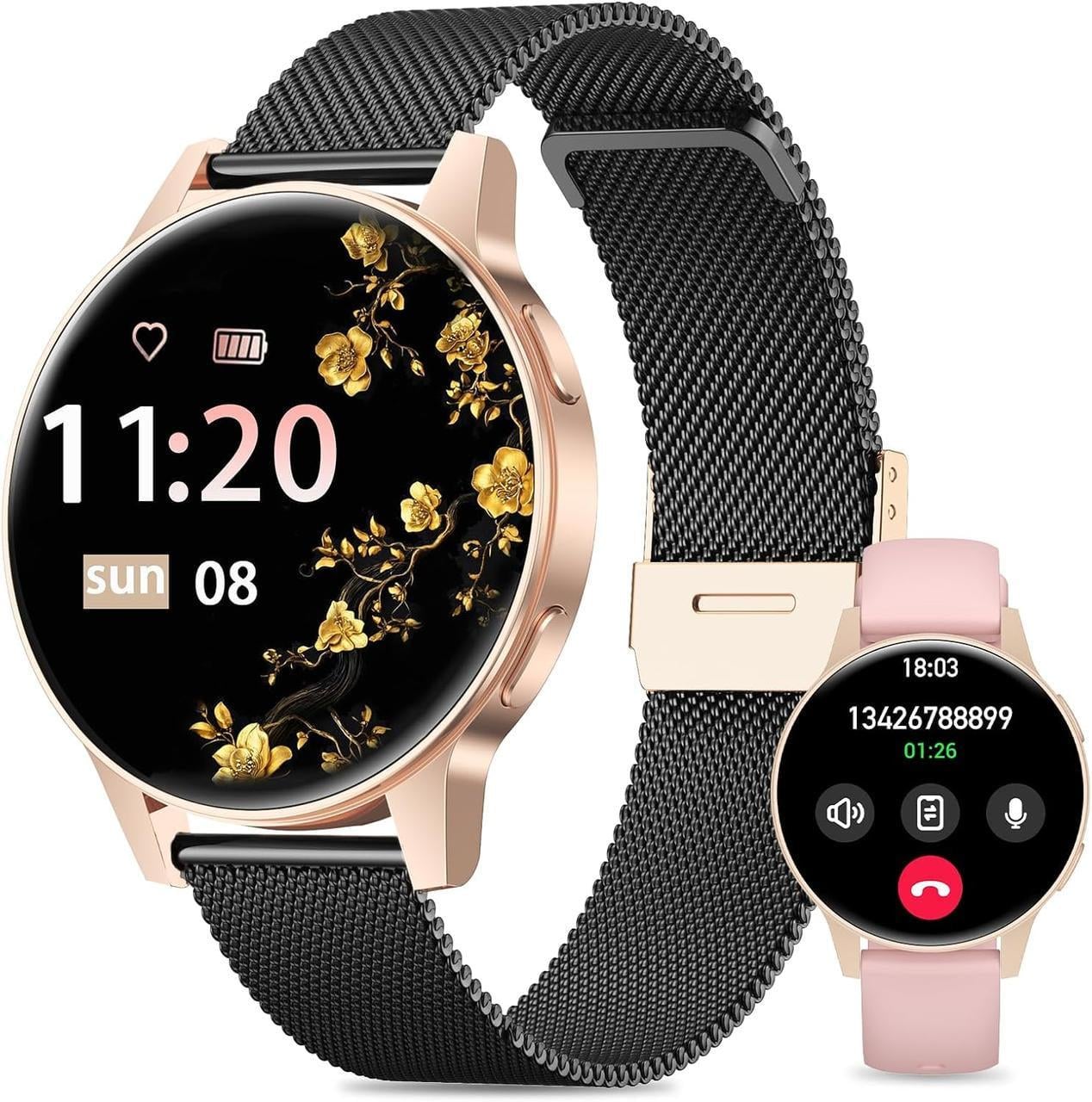 Смарт-часы женские круглые Smart Watch ios и android с ответом на звонок водонепроницаемыми