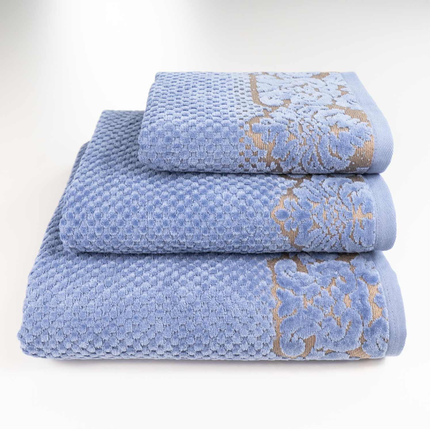 Комплект рушників Damask жакардове з велюром 3 шт. Синій (550-dv-k3-blue)