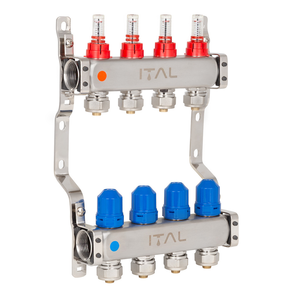 Колекторний блок з витратомірами ITAL HC1-04 3/4" Ek нержавіюча сталь (SQ-1047069)