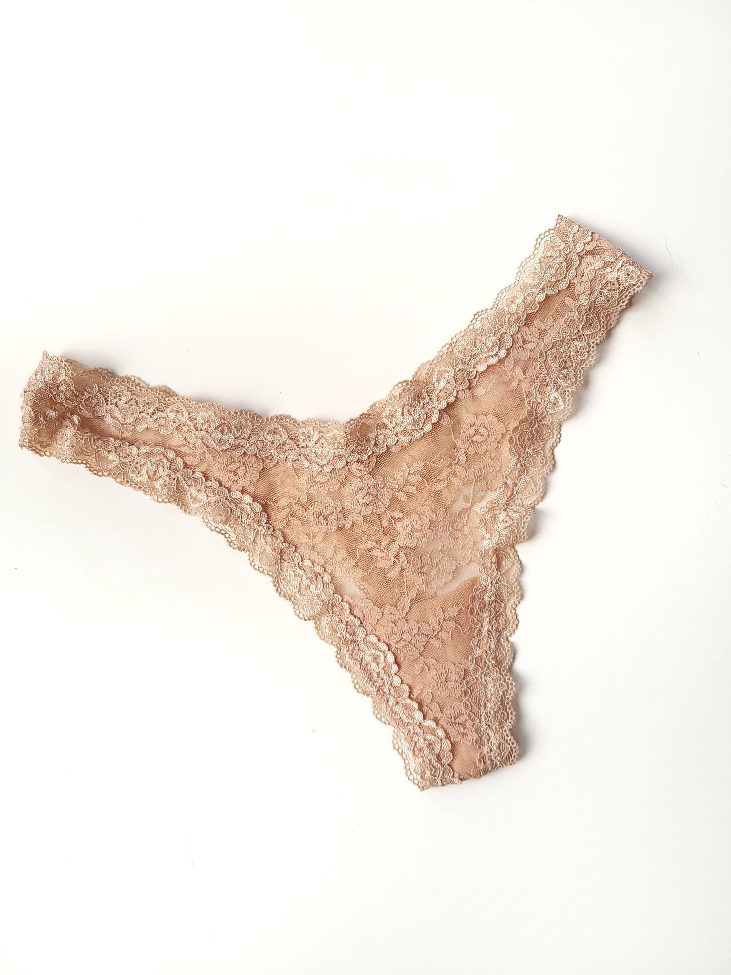 Трусики стринги кружевные Lindex S Бежевый (10133/42)