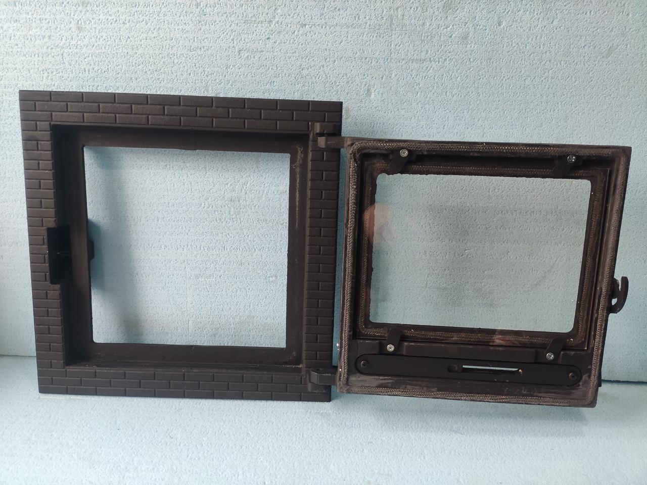 Двері для печі Замкова зі скломі регулятором піддуву 400x400 мм - фото 2 Двері для печі Замкова зі скломі регулятором піддуву 400x400 мм - фото 2