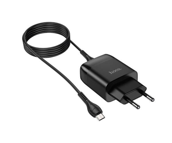 Устройство сетевое зарядное Hoco C72Q USB 2A QC3.0 18 W microUSB 1 м Черный - фото 2 Устройство сетевое зарядное Hoco C72Q USB 2A QC3.0 18 W microUSB 1 м Черный - фото 2