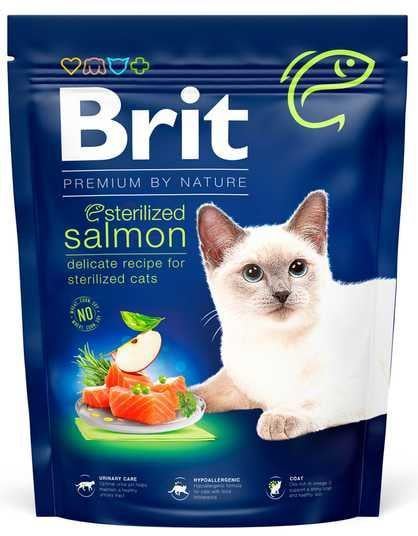 Корм сухий Brit Premium Cat Nature Sterilized Salmon для стерилізованих кішок з лососем 300 г (53013)