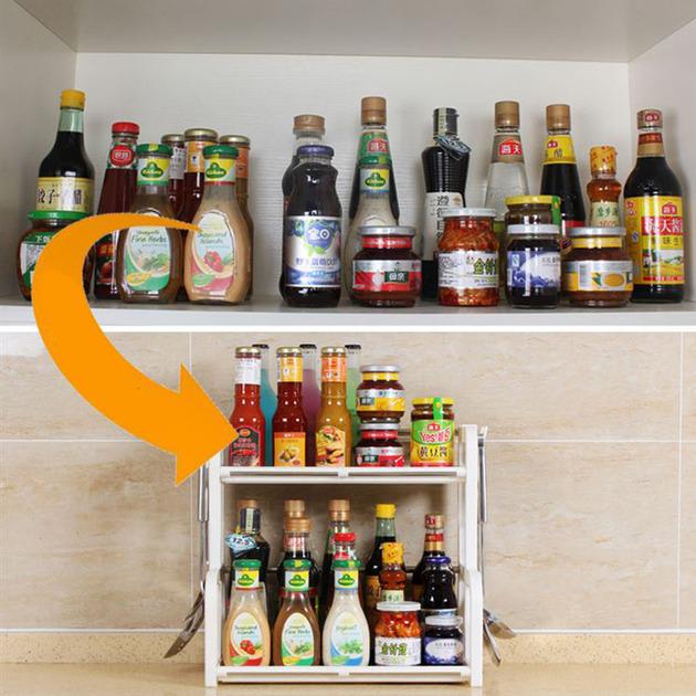 Органайзер для спецій на кухню Kitchen shelf універсальний 2 ярусний Білий (56544222U) - фото 6