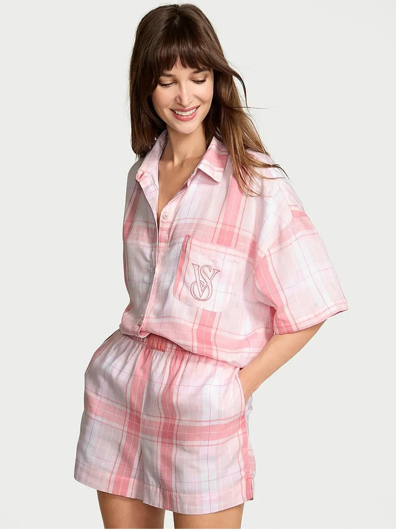Пижама модал-хлопковая Victoria's Secret Modal-Cotton Short Pajama Set S Розовый (2671399D)