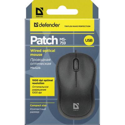 Компьютерная мышка Defender Patch MS-759 Black (52759) - фото 5 Компьютерная мышка Defender Patch MS-759 Black (52759) - фото 5
