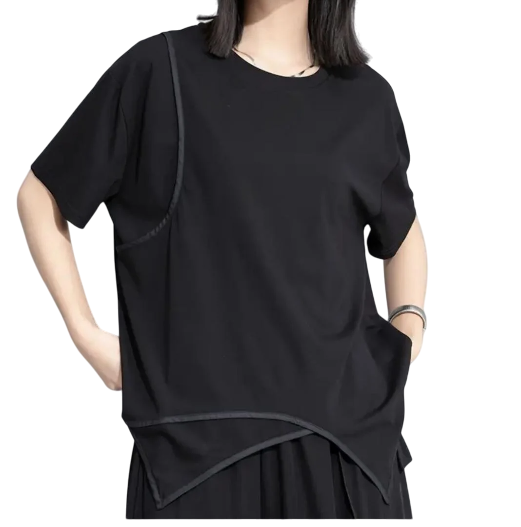 Футболка жіноча з асиметричним низом М Чорний (00229)