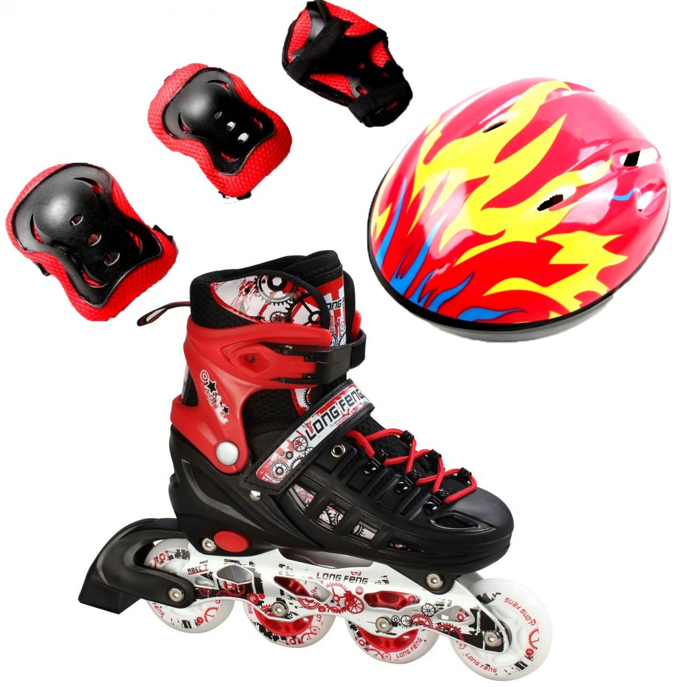 Ролики детские раздвижные набор Scale Sports Combo Ecoline USA защита/шлем р. 34-37 Красный (2T3040S)
